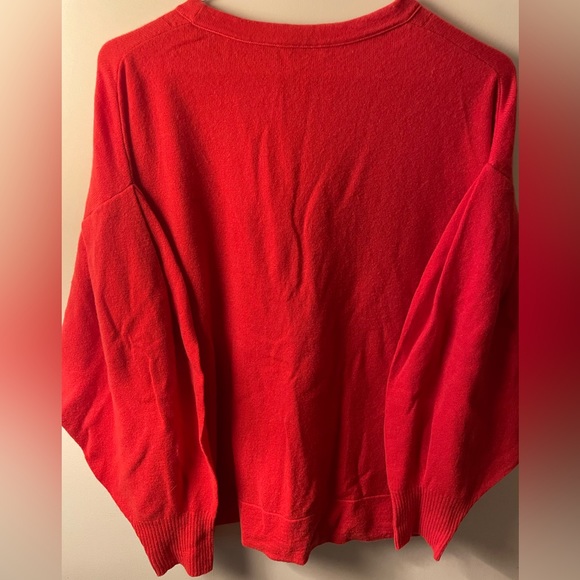 Vince Red Puffed Sleeve Crewneck Cozy Size S - Picture 6 of 8